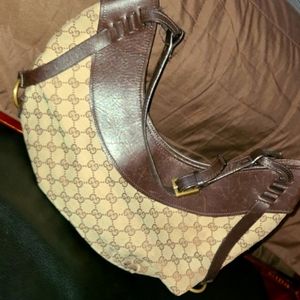 GUCCI Monogram Half Moon Hobo Dark Brown
